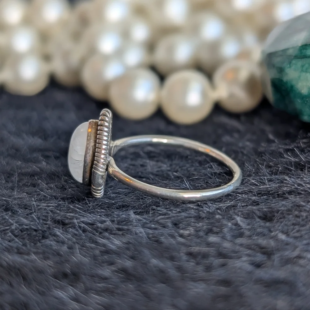 Sterling Moonstone Ring 7.5 - Everyday 925 Silver Jewelry